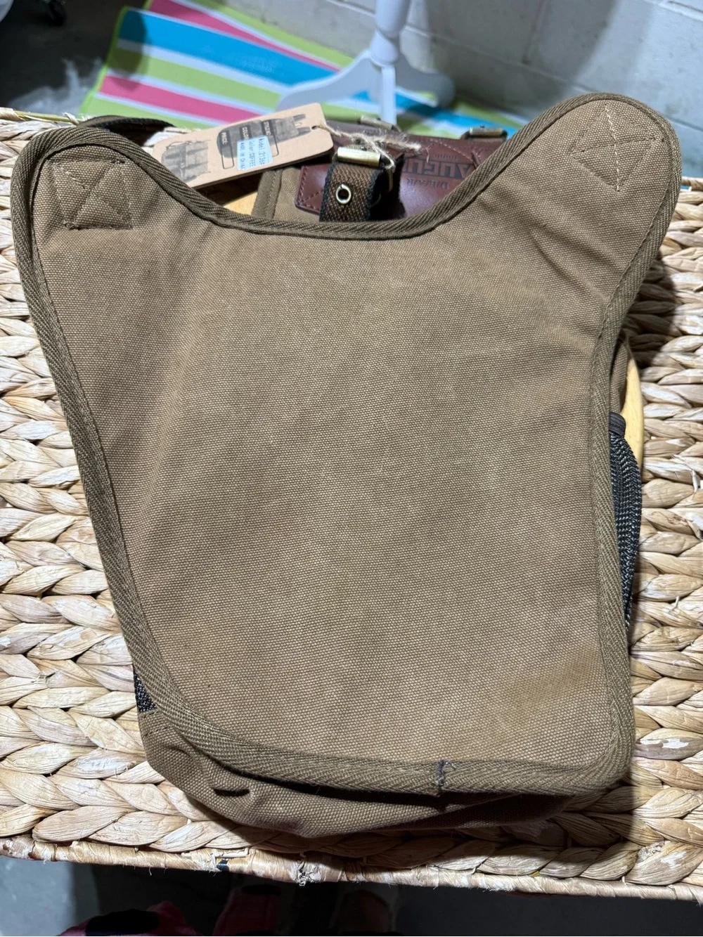 Augur Casual Brown Canvas Crossbody Bag for Men